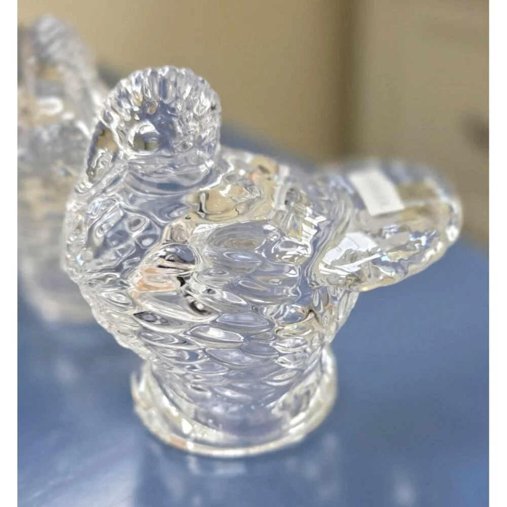 Lead Crystal Turkey Salt & Pepper Set #29801 Godinger Shannon New